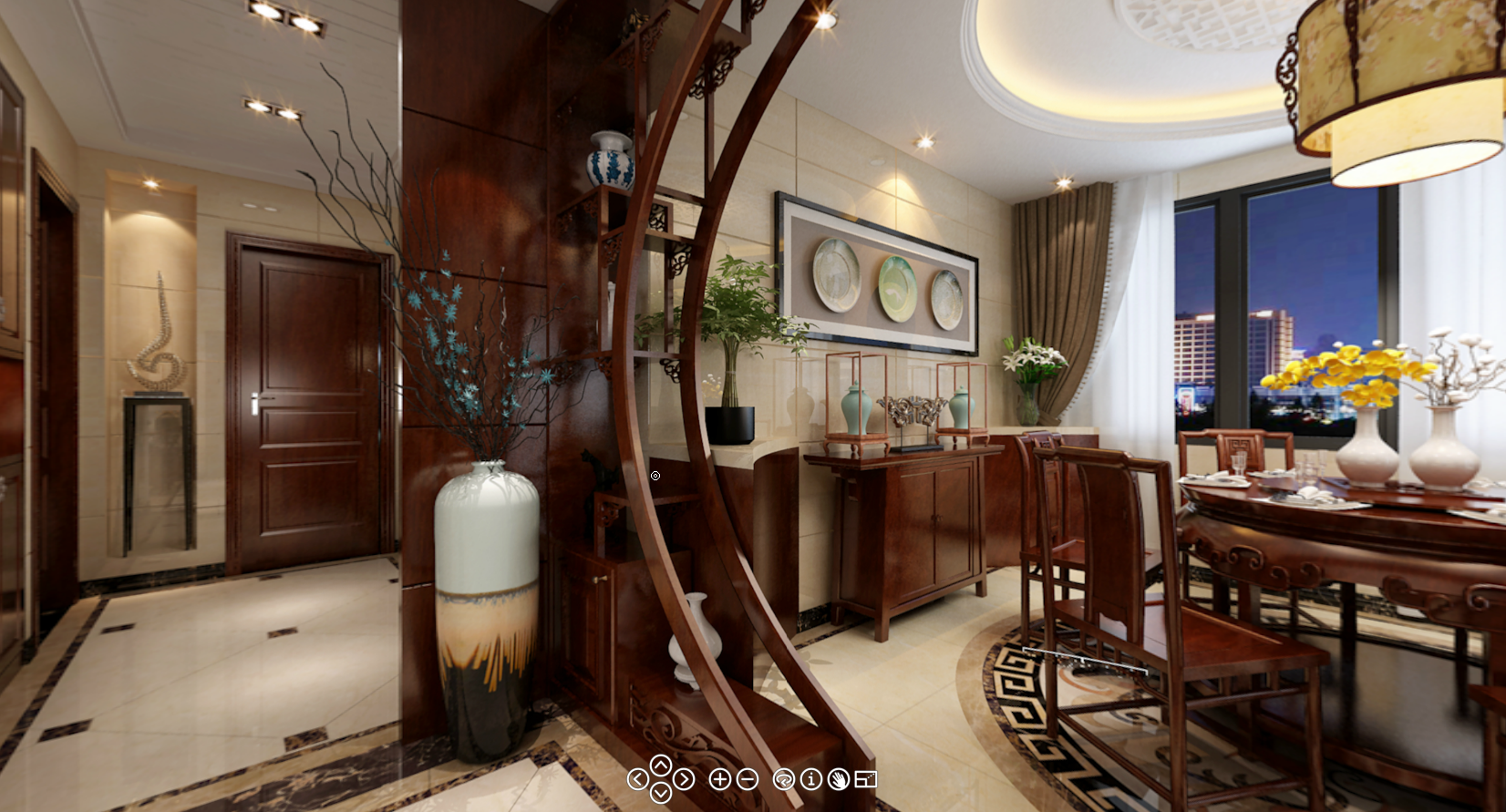 中式餐廳隱形門效果圖