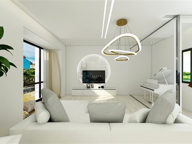 現代客廳電視背景墻效果圖