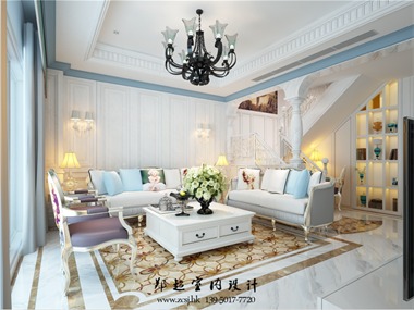簡(jiǎn)歐客廳沙發(fā)背景墻效果圖